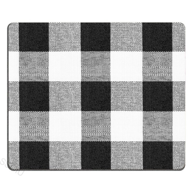 SSOIU Original Trendy Illustration on Mouse pad with Black and White Buffalo Plaids - Image 1